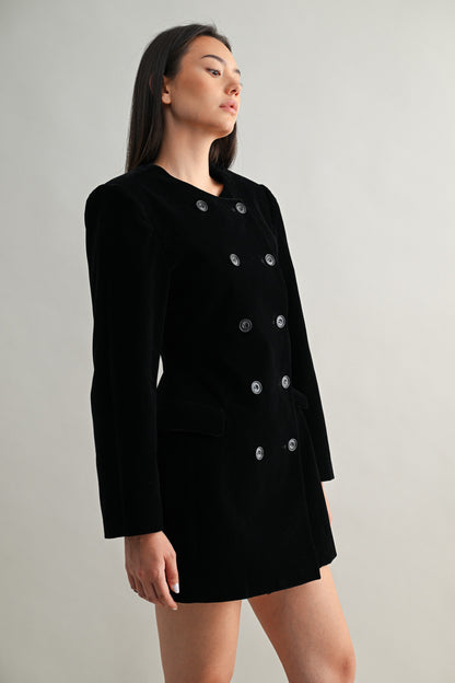 Velvet Double Breasted Blazer Dress