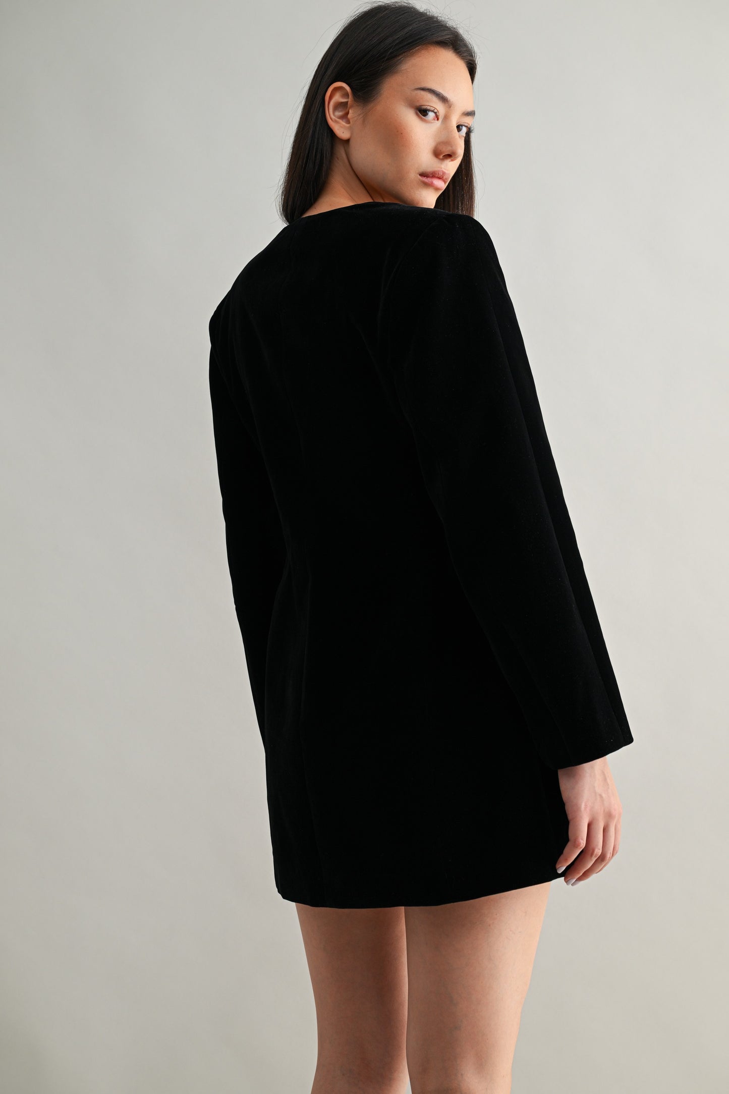 Velvet Double Breasted Blazer Dress