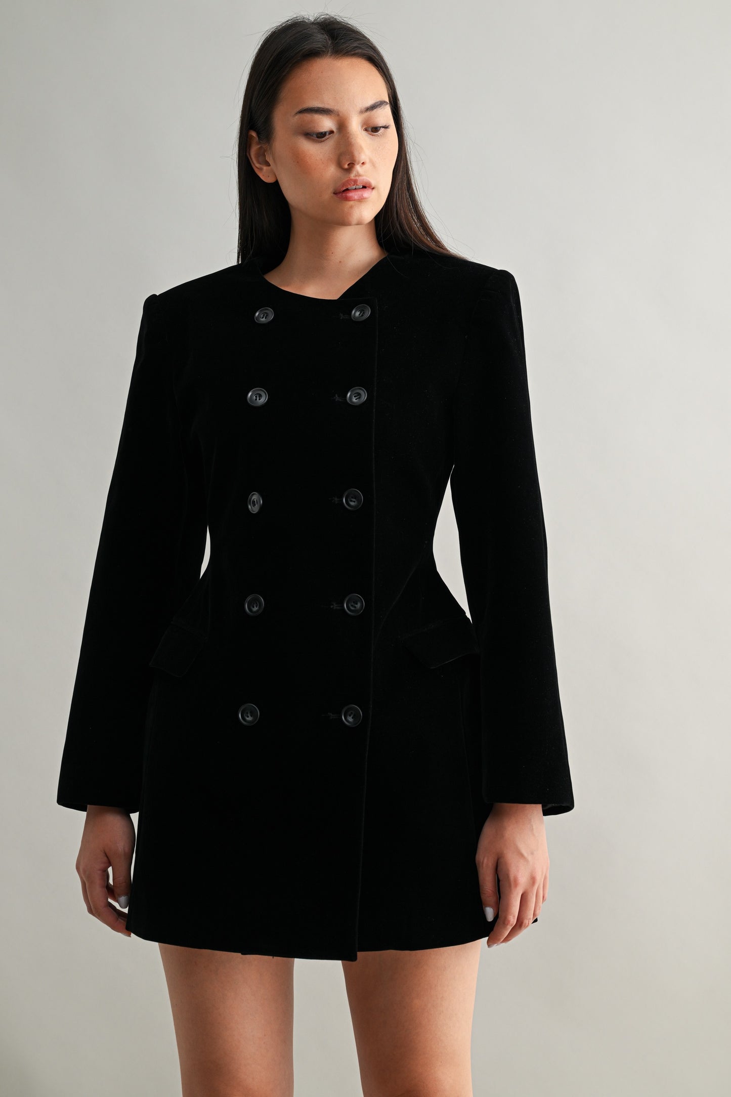 Velvet Double Breasted Blazer Dress