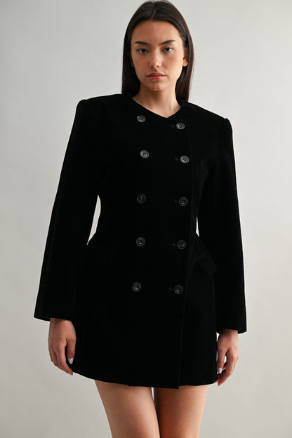 Velvet Double Breasted Blazer Dress