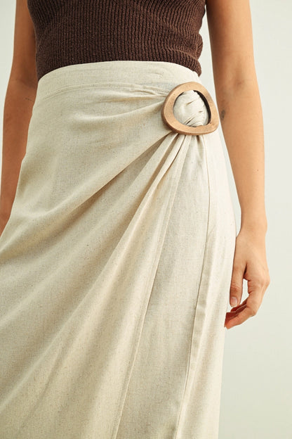 Linen Wrap Skirt - Oat