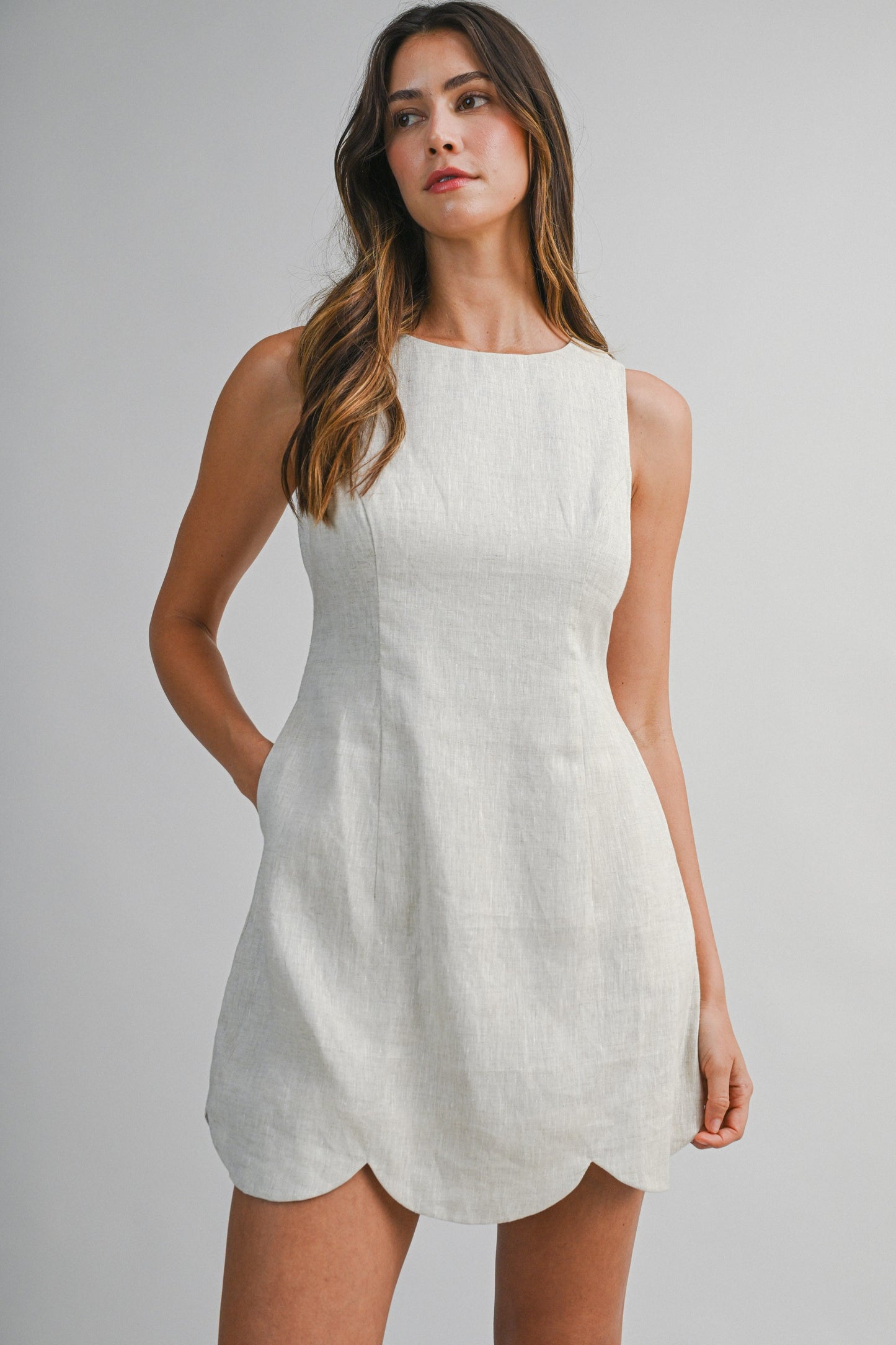 Mischa Linen Mini Dress - Oatmeal