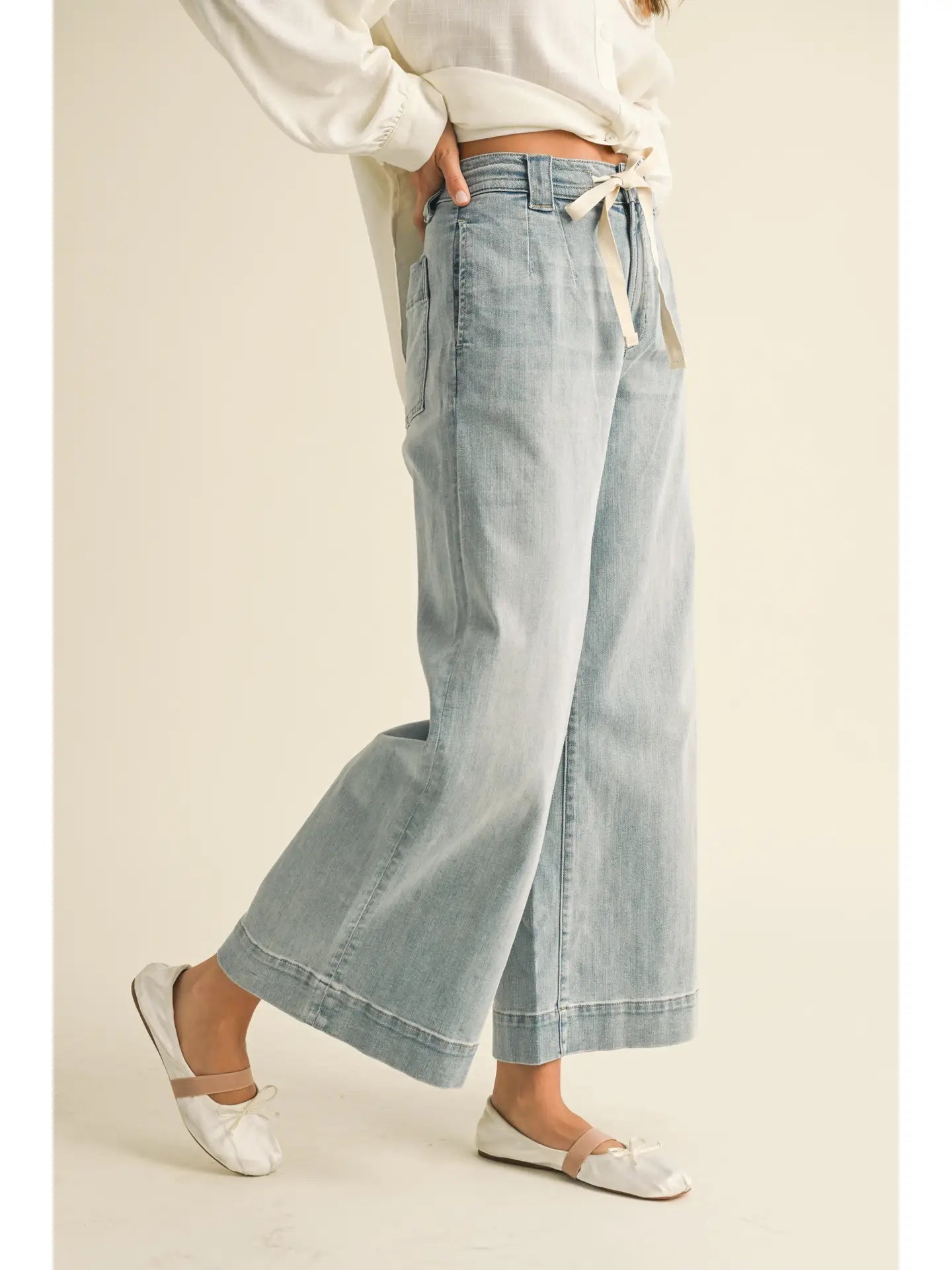 Denim Tie Front Pants