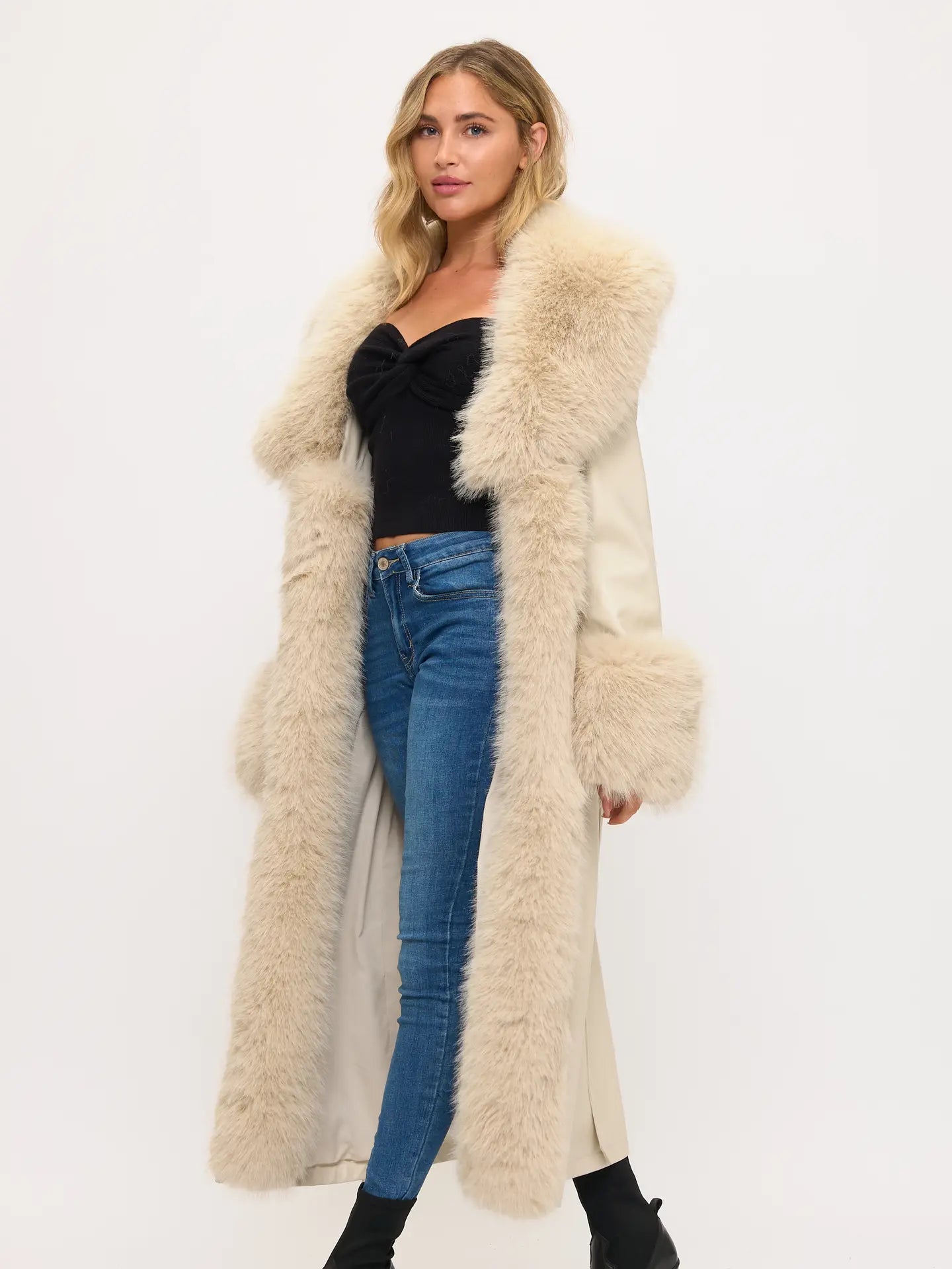 Faux Leather & Fur Trim