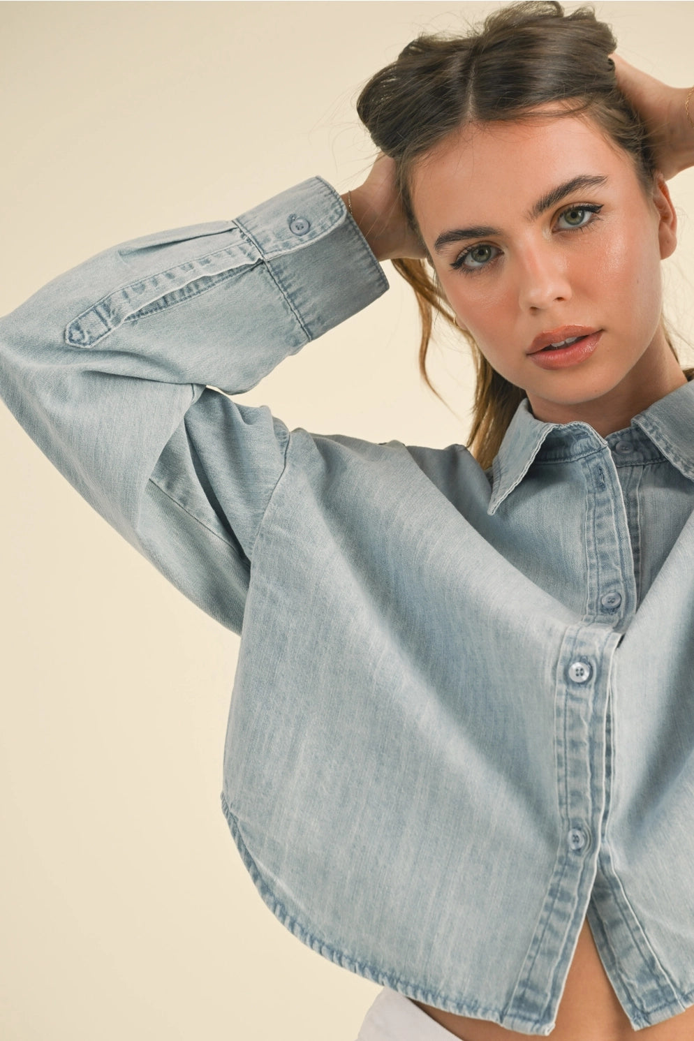 Crop Denim Buttondown