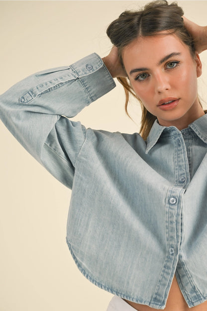 Crop Denim Buttondown