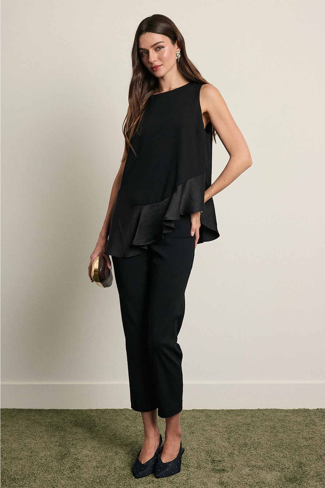 Faith Satin Ruffle Hem Blouse