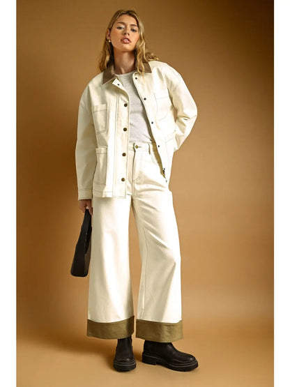 Contrast Cuff On Bottom Pants