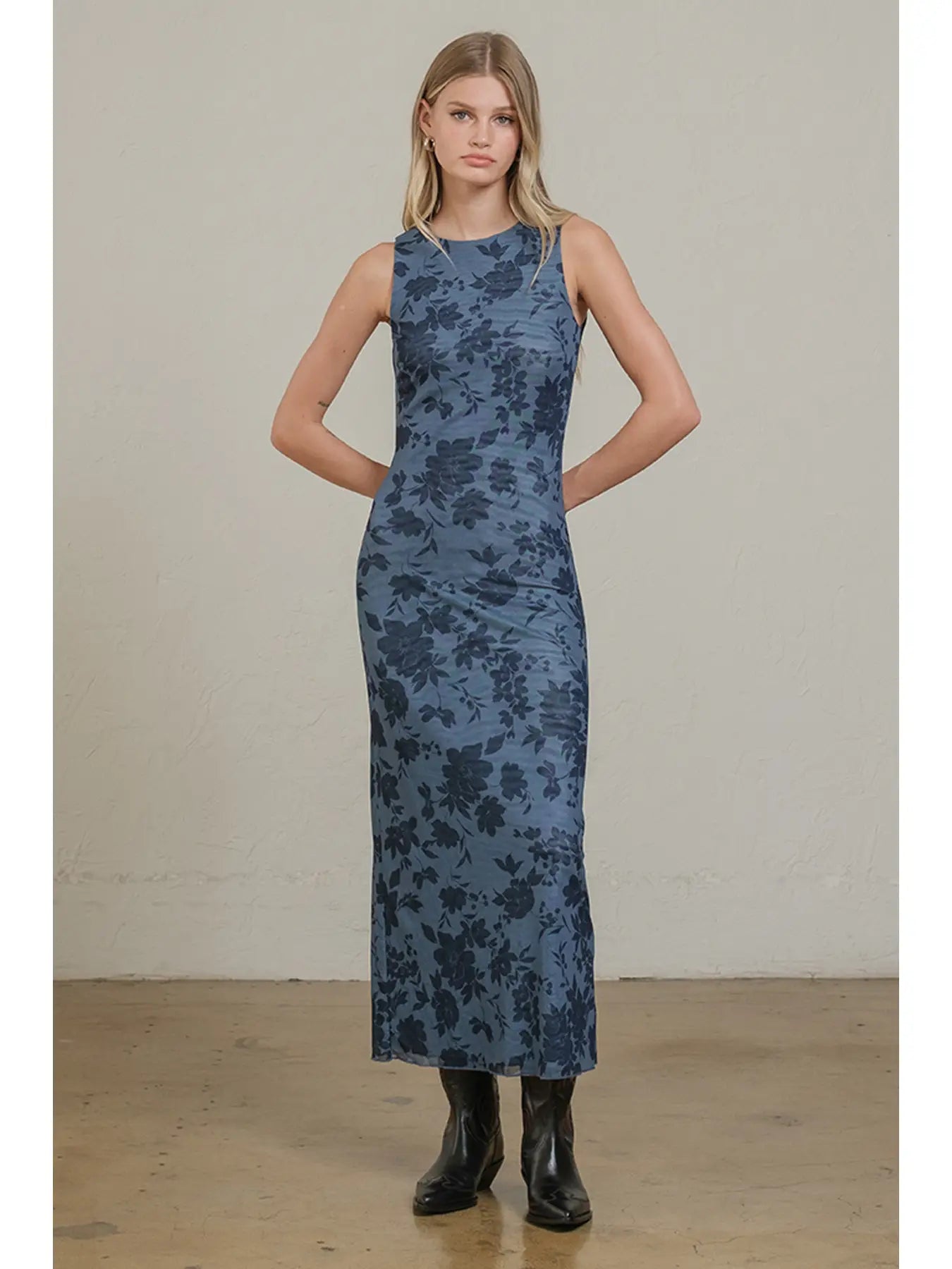 Midnight Bloom Mesh Dress