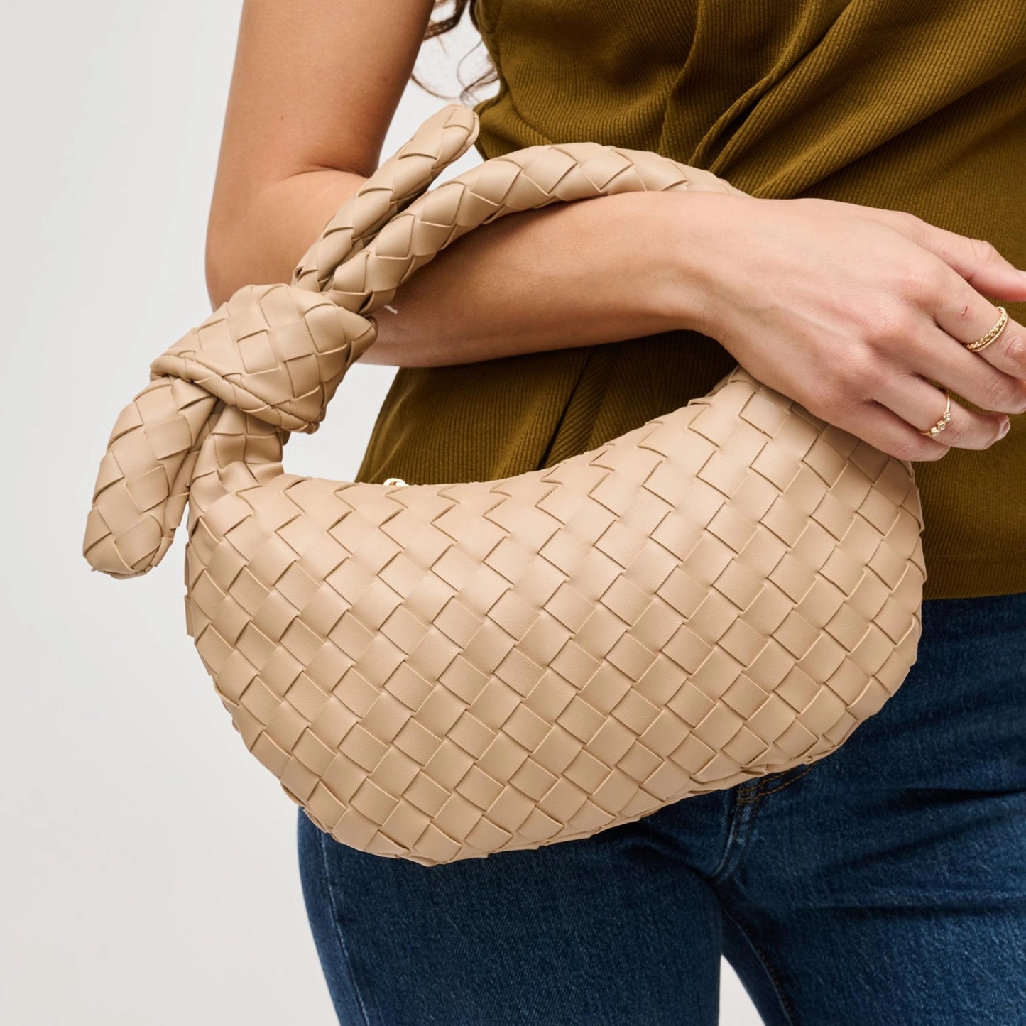 Lizbeth Woven Knot Clutch - Natural