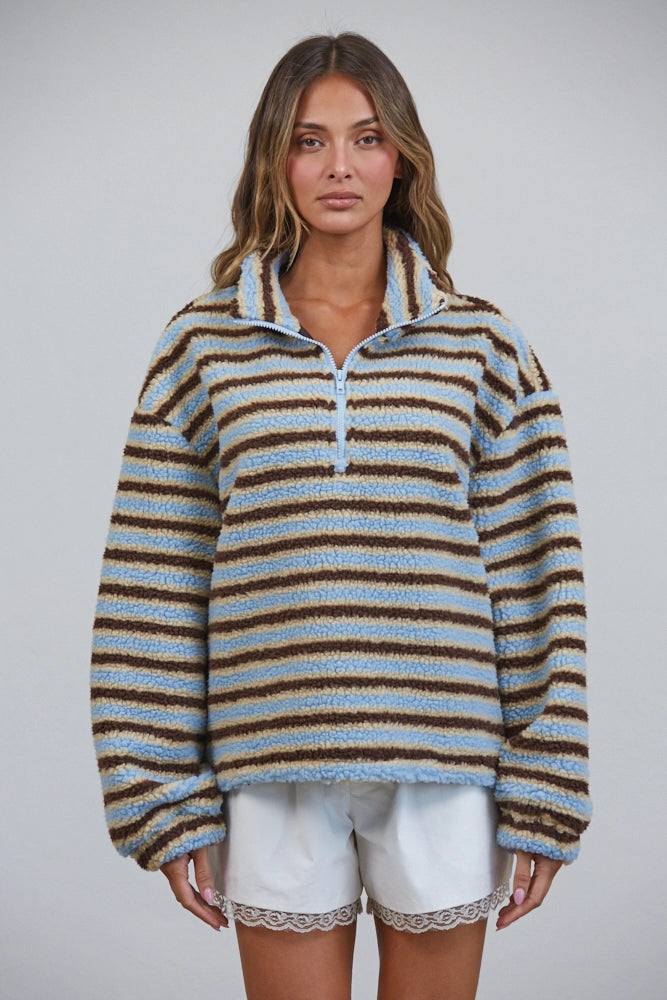 Striped Sherpa Half Zip