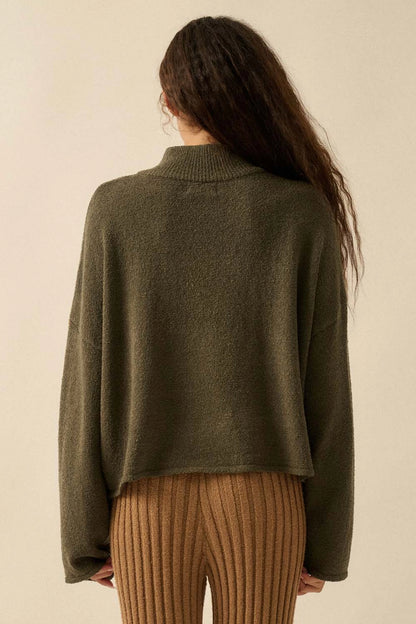 Textured Half Zip Sweater - BIRD BEE