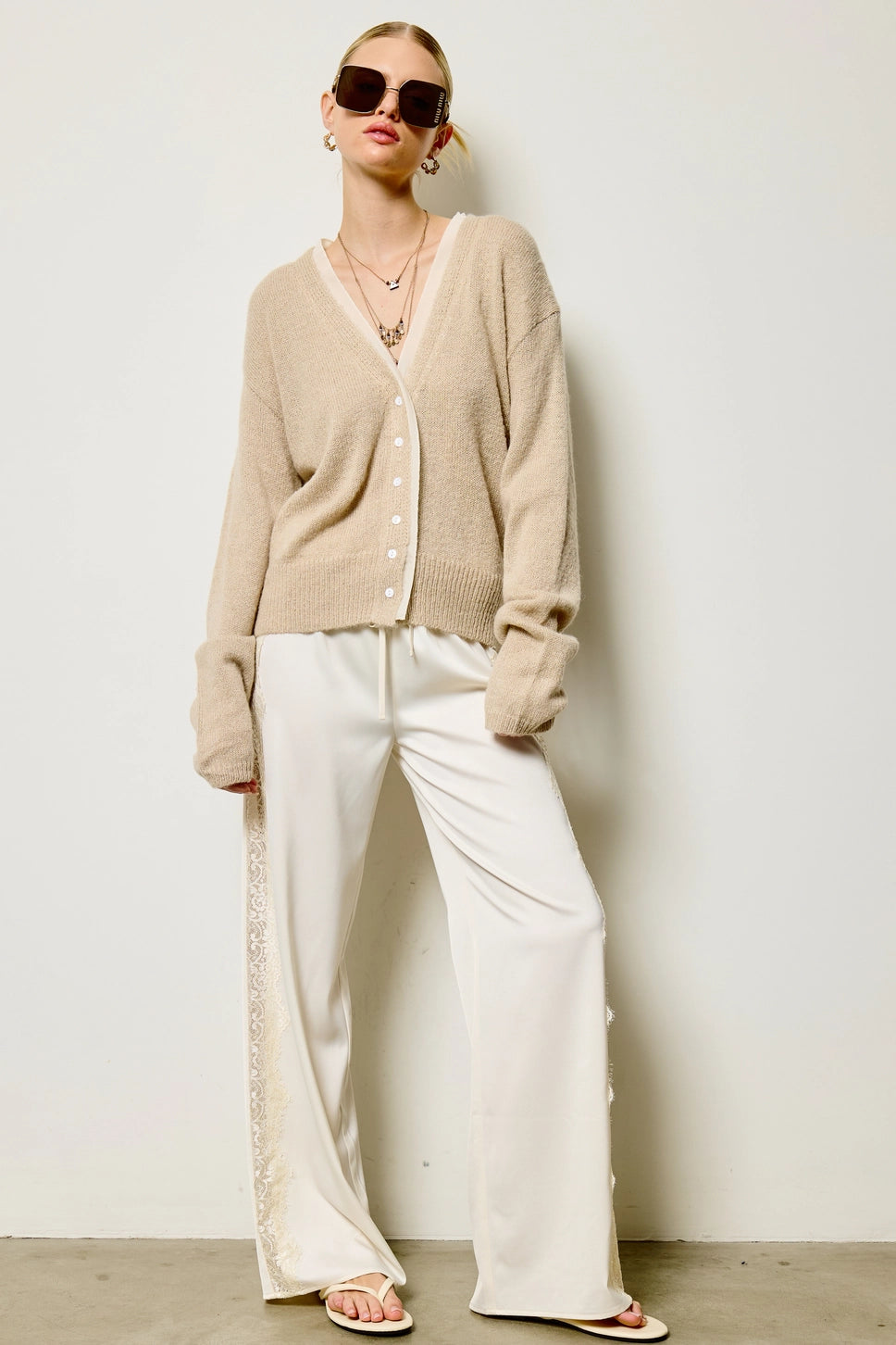 Mina Chiffon Trim Cardigan