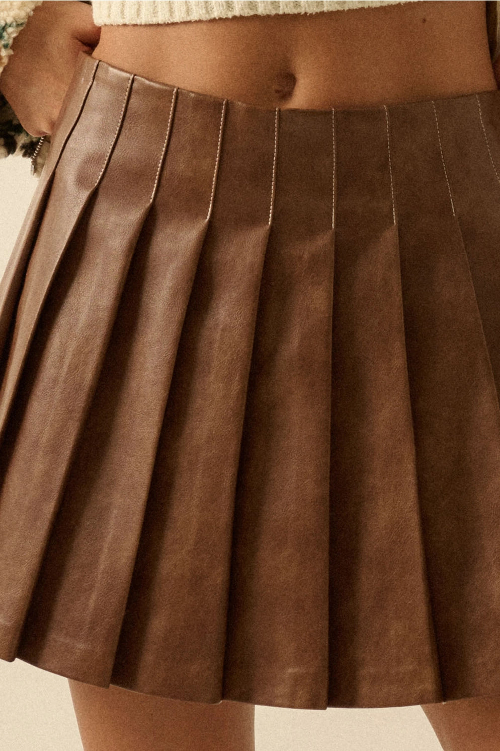 Jaxi Faux Leather Mini Skirt - Cognac