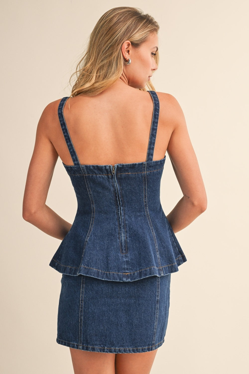 Denim Peplum Top - BIRD BEE