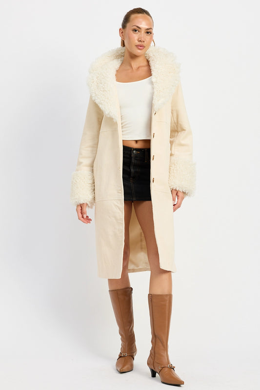 Hadid Faux Fur Midi Trench