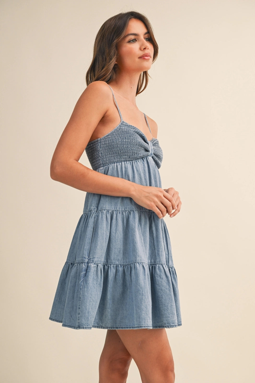 Lara Denim Mini Dress - BIRD BEE