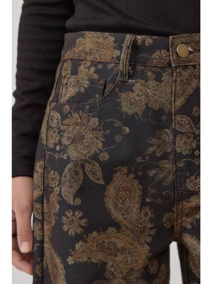 Dark Floral High Rise Pant