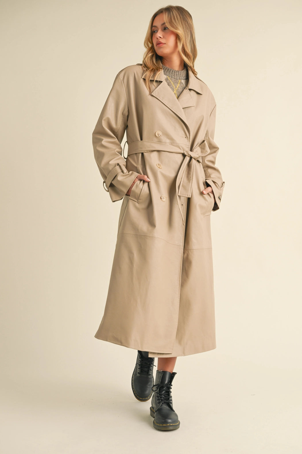 Vivian Faux Leather Trench