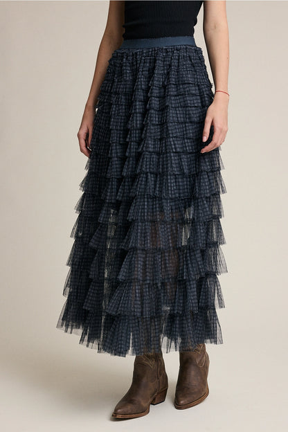 Lyla Plaid Mesh Ruffle Skirt