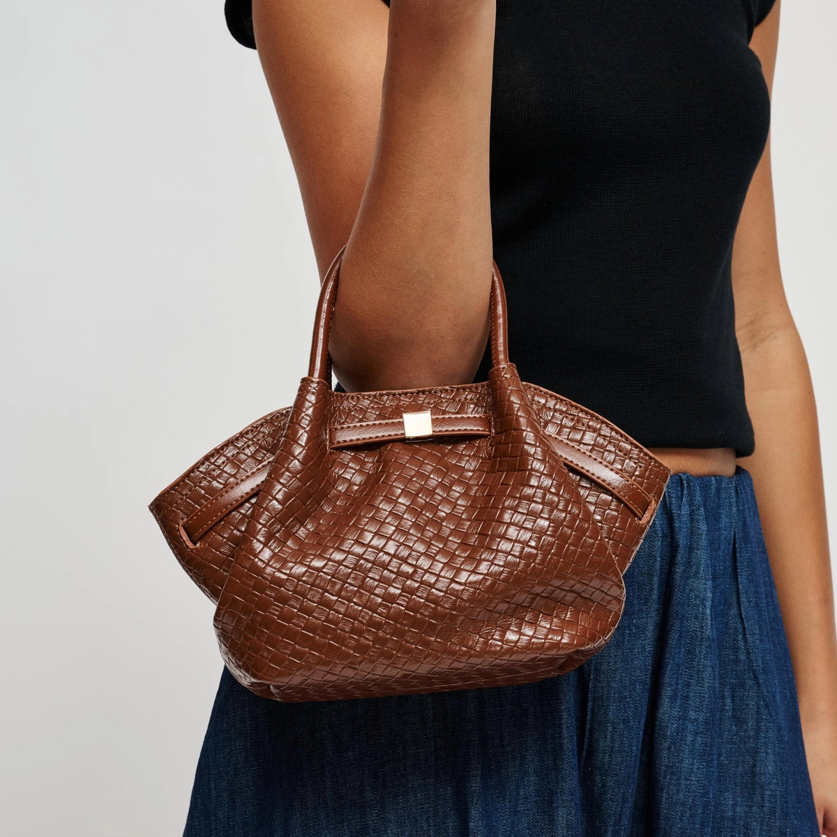 Selena Woven Crossbody - Brown