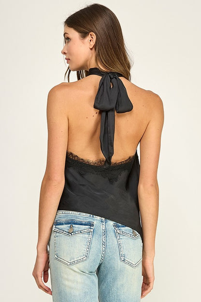 Casey Satin Lace Halter