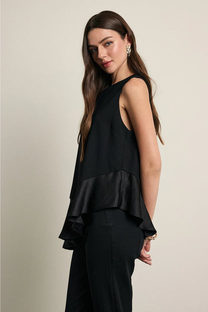 Faith Satin Ruffle Hem Blouse