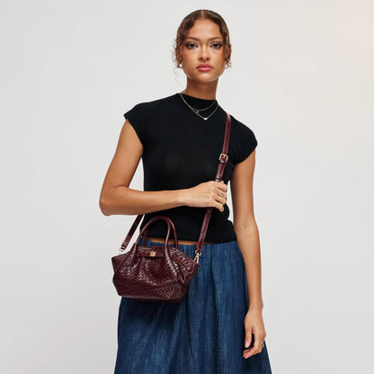 Selena Woven Crossbody - Wine