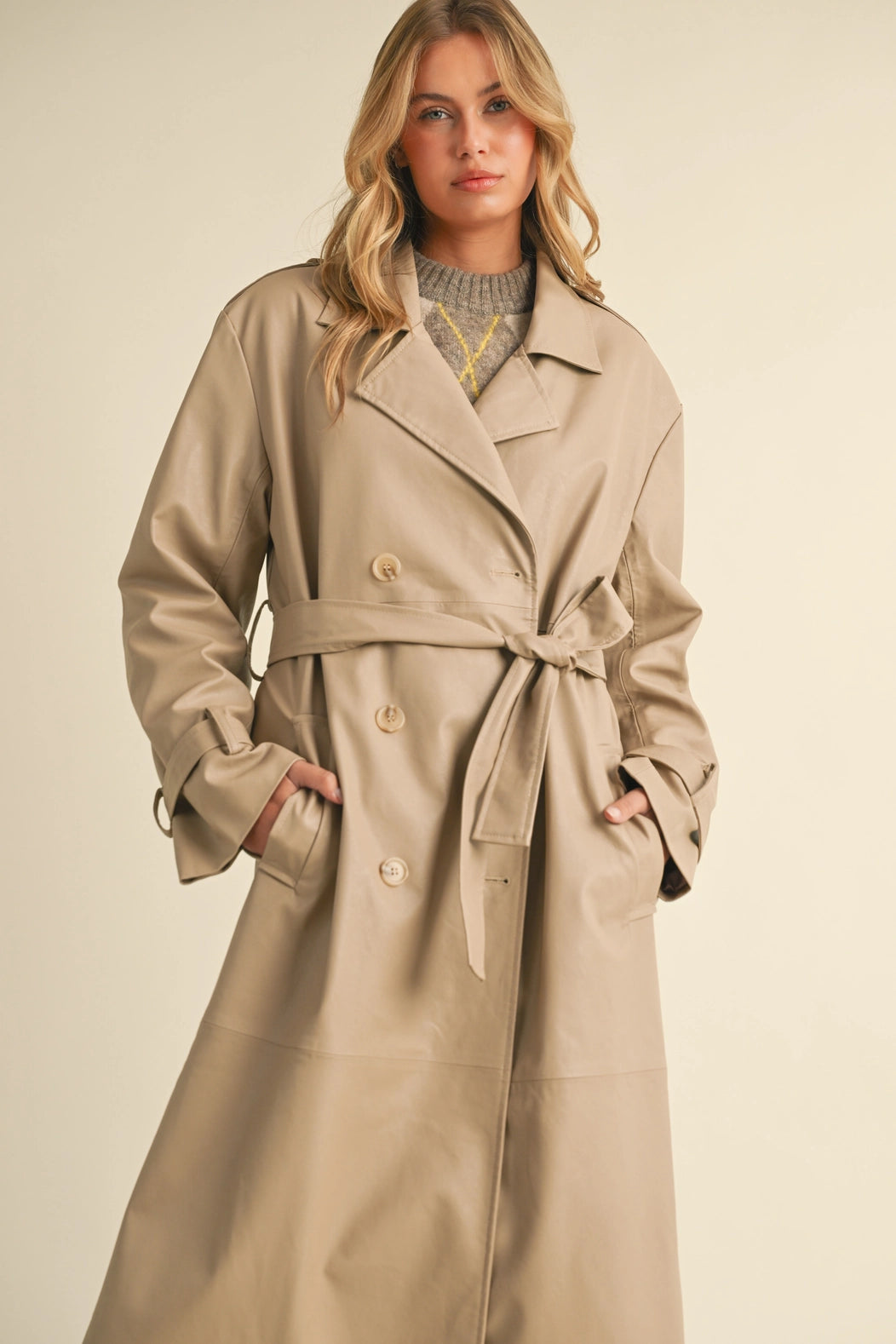 Vivian Faux Leather Trench