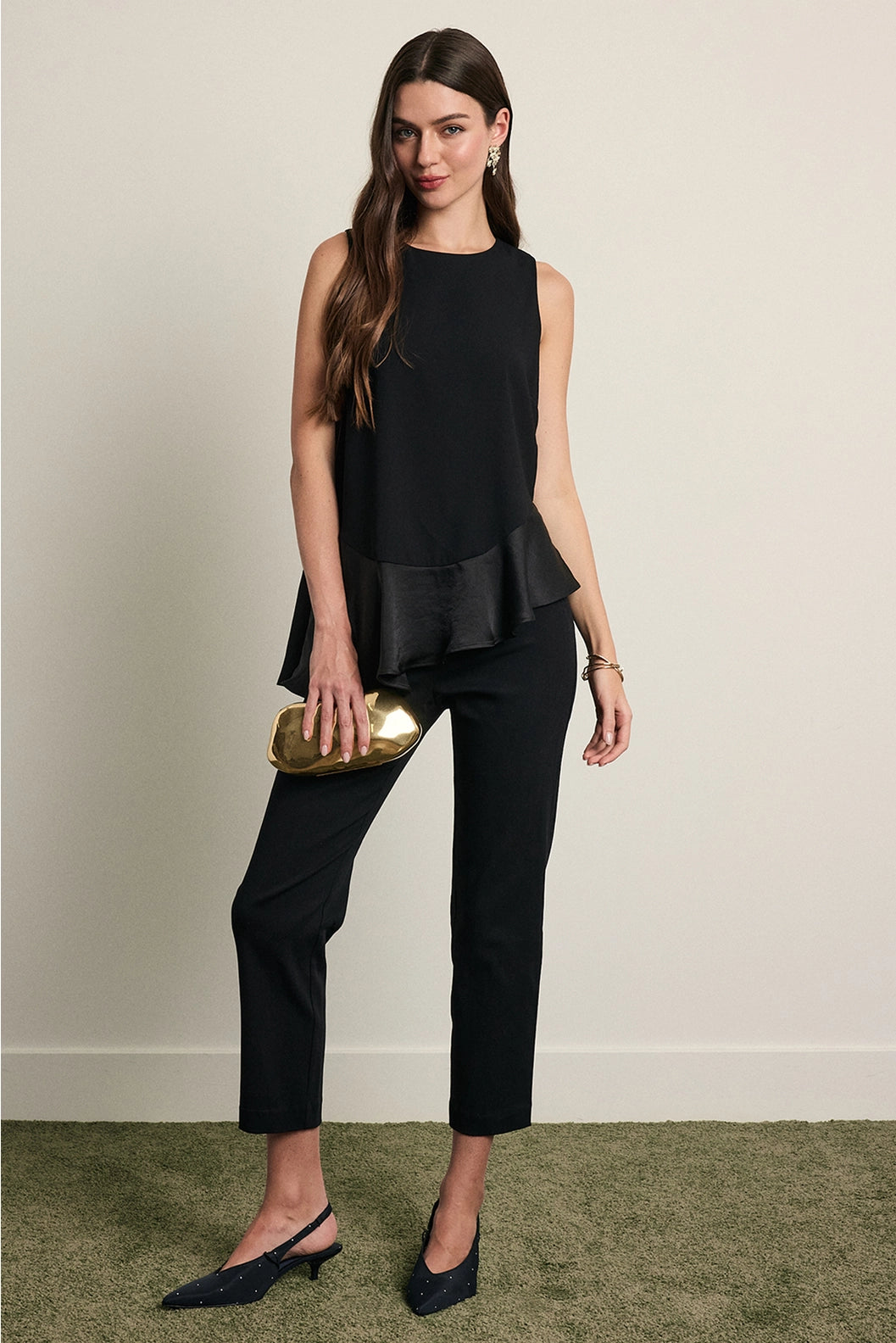 Faith Satin Ruffle Hem Blouse