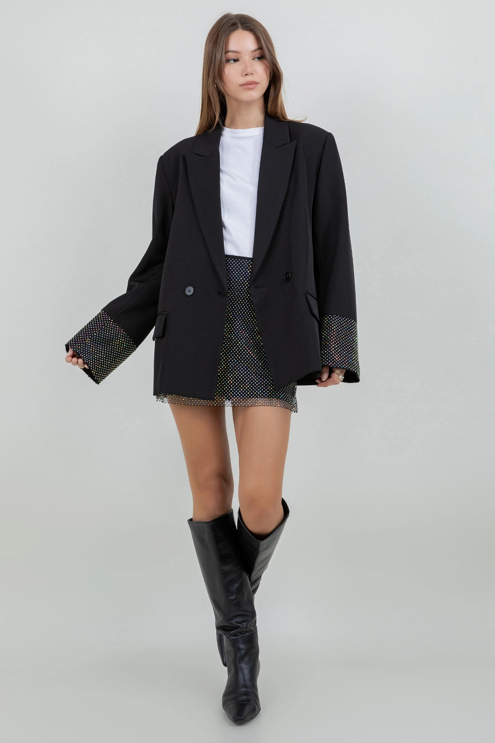 Layla Rhinestone Cuff Blazer
