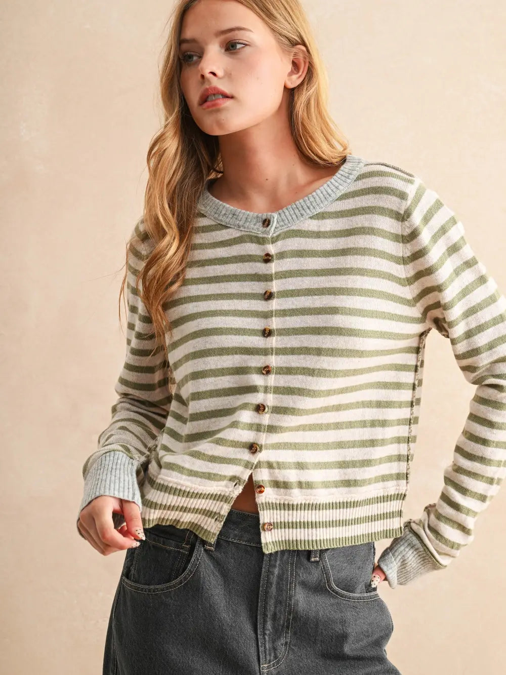 Color Block Stripe Cardi