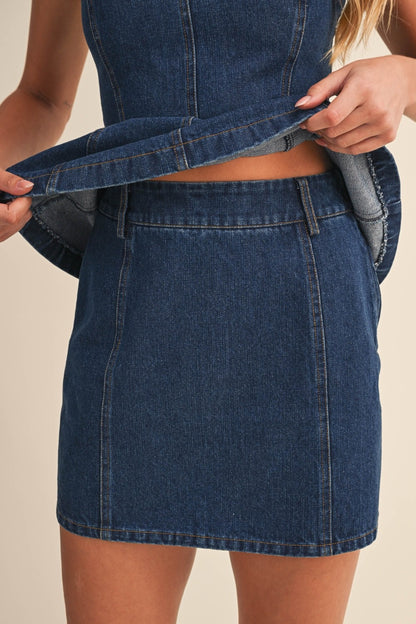 Denim Mini Skirt - BIRD BEE
