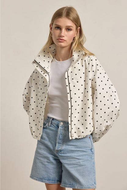 Polka Dot High Neck Jacket - BIRD BEE