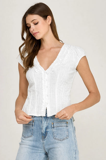 Ruffle Trim Blouse