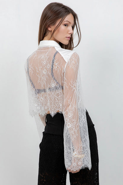 Lace Bodice Cropped Blouse
