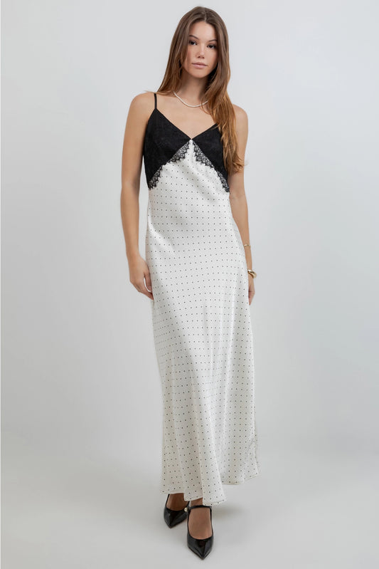 Polka Dot Satin Slip Dress