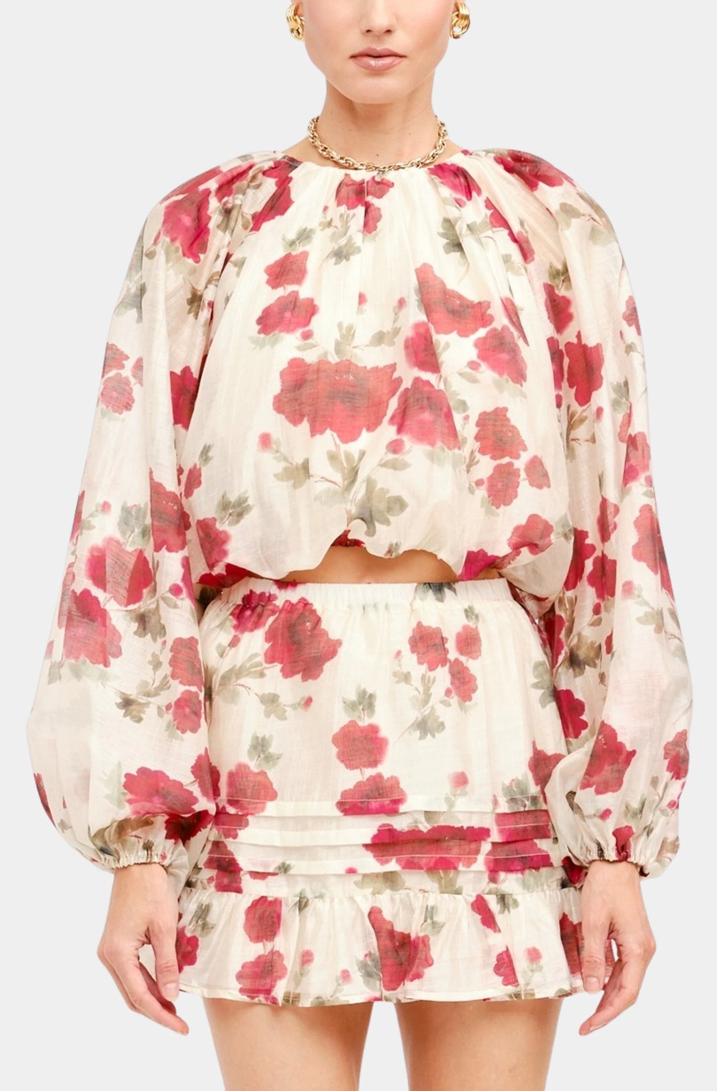 Elsie Cropped Floral Blouse