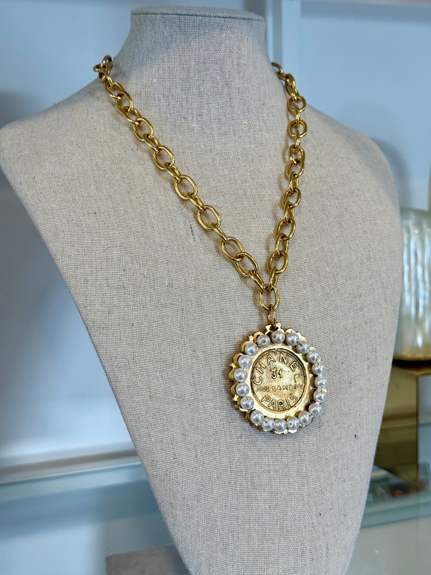 Pearl Pendant Chanel Inspired Vintage Mark 31 Rue Cambon