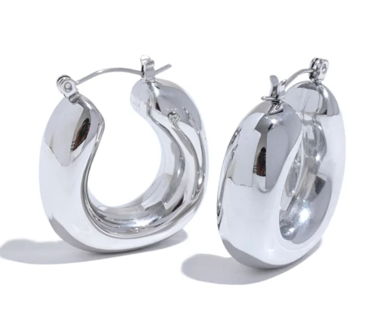Chunky Silver Hoop Earrings