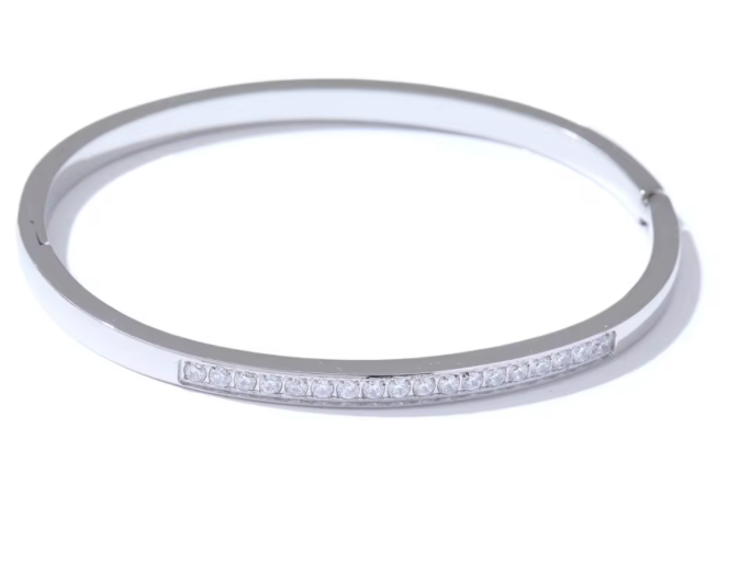 Candace Bangle Bracelet - Silver - BIRD BEE