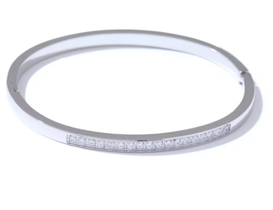 Candace Bangle Bracelet - Silver - BIRD BEE