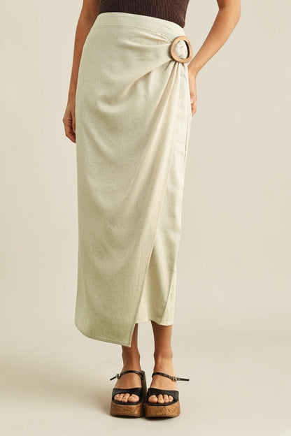 Linen Wrap Skirt - Oat