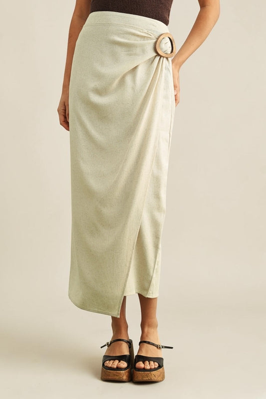 Linen Wrap Skirt - Oat