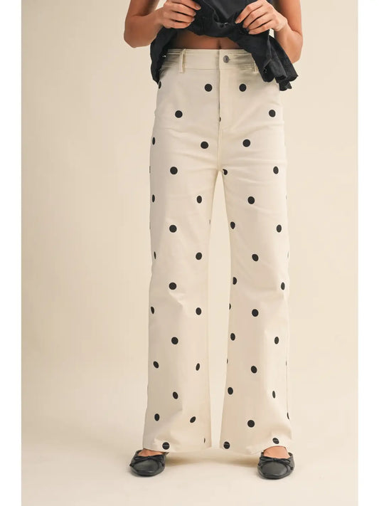 Nina Polka Dot Denim Pant