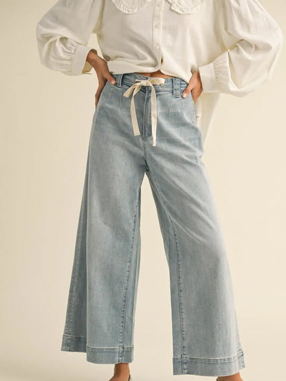 Denim Tie Front Pants
