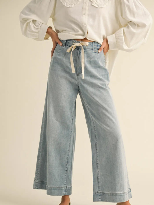 Denim Tie Front Pants