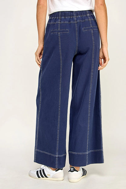 Cotton Twill Wide Leg Pant - Navy