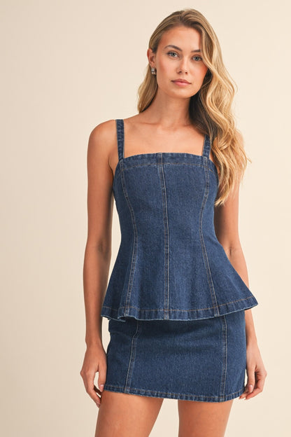 Denim Peplum Top - BIRD BEE