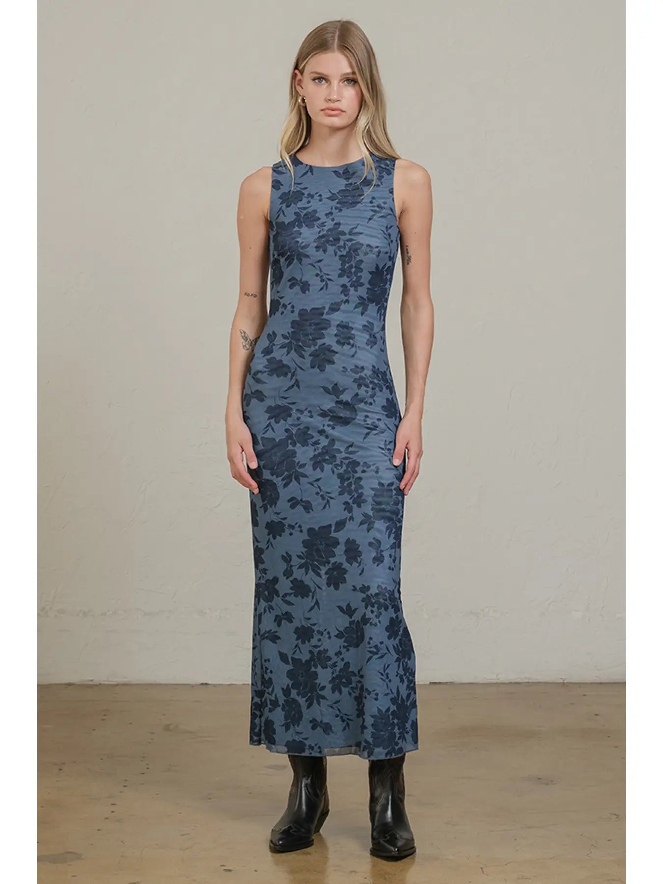 Midnight Bloom Mesh Dress